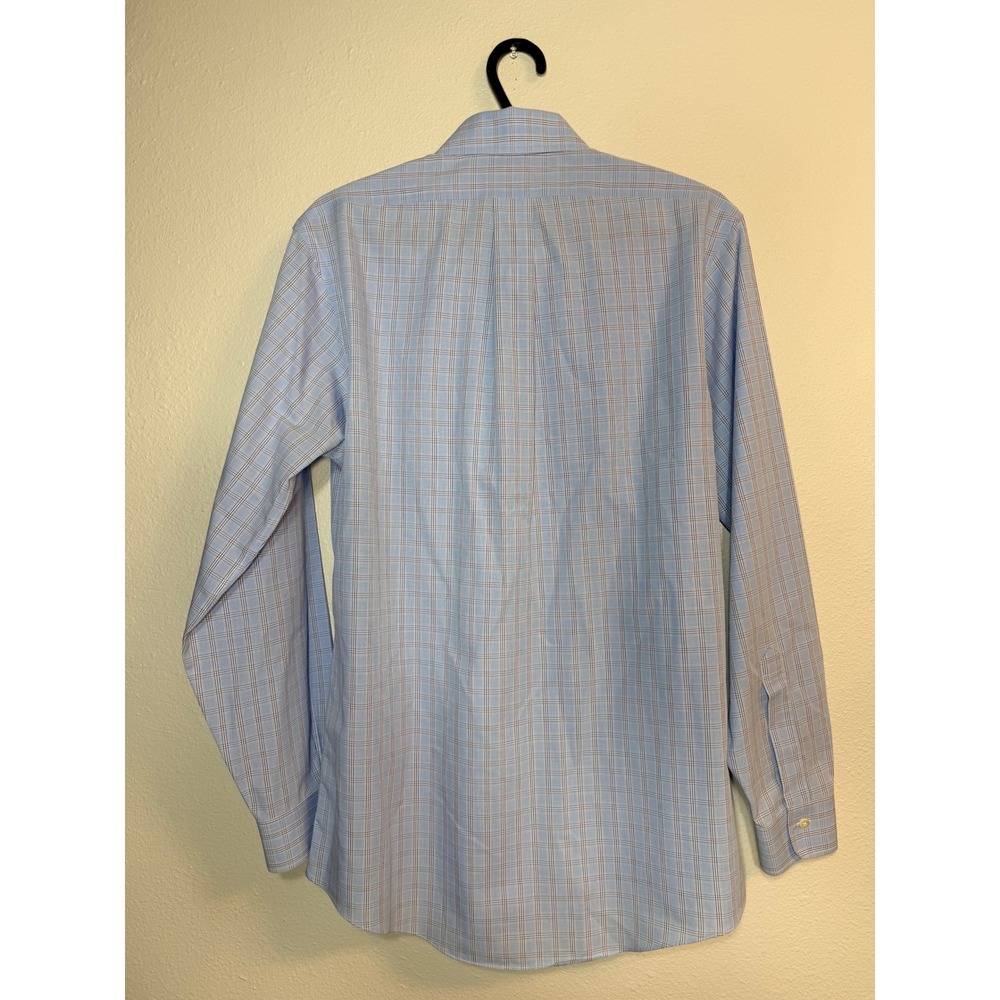 Brooks Brothers Regent Non-Iron Dress Shirt 15-33 Blue Plaid Supima Cotton Mens - Picture 3 of 6